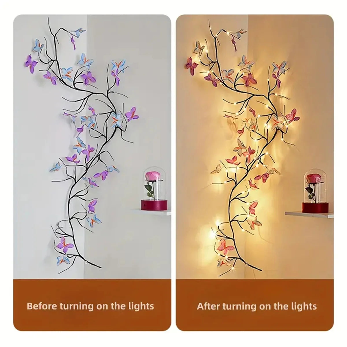 1PC/2PC 30Led Willow Vine String Light 1.3M 8 Modes USB Butterfly Festival Room Decoration Indoor And Outdoor Wall Lights