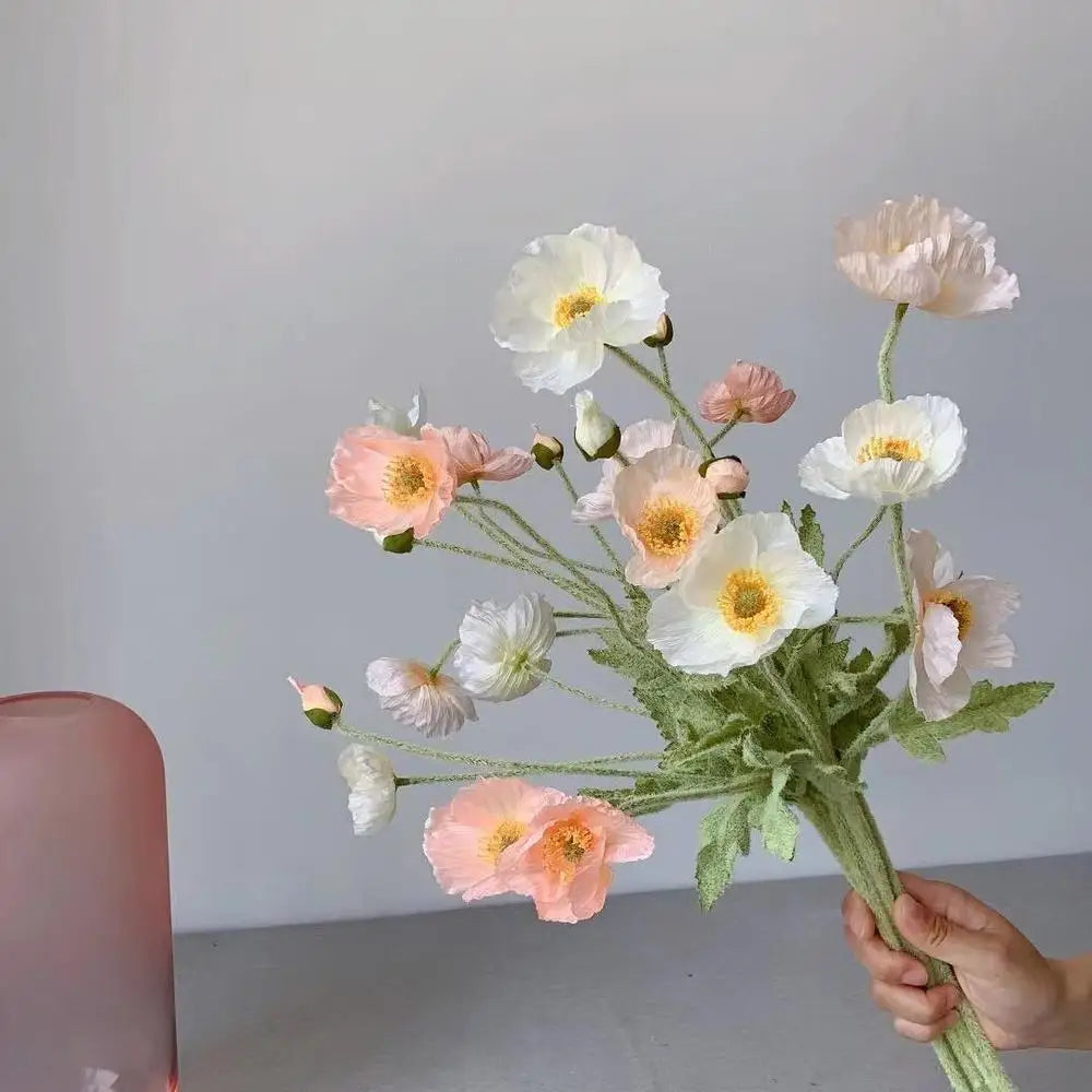 Artificial Flowers Poppy Silk Flowers Long Stem Housewarming Garden Table Wedding DIY Party Wedding Bridal Bouquet Decor