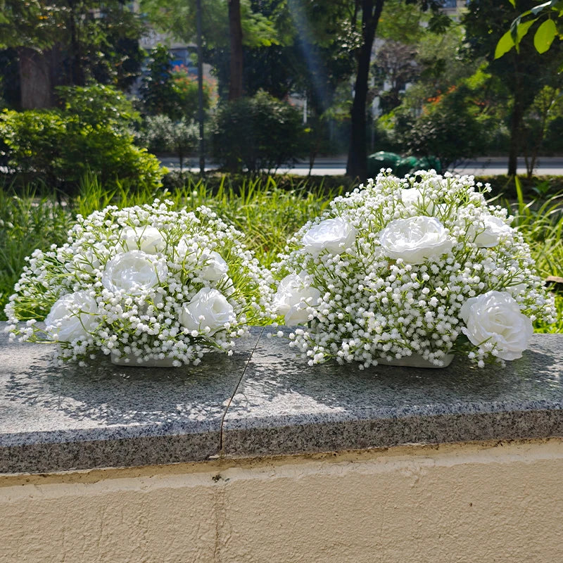 Artificial Flowers Outdoor Wedding Decoration Flower Ball Photo Background Babysbreath Silk Hydrangea Flower Bunch Garden Decor