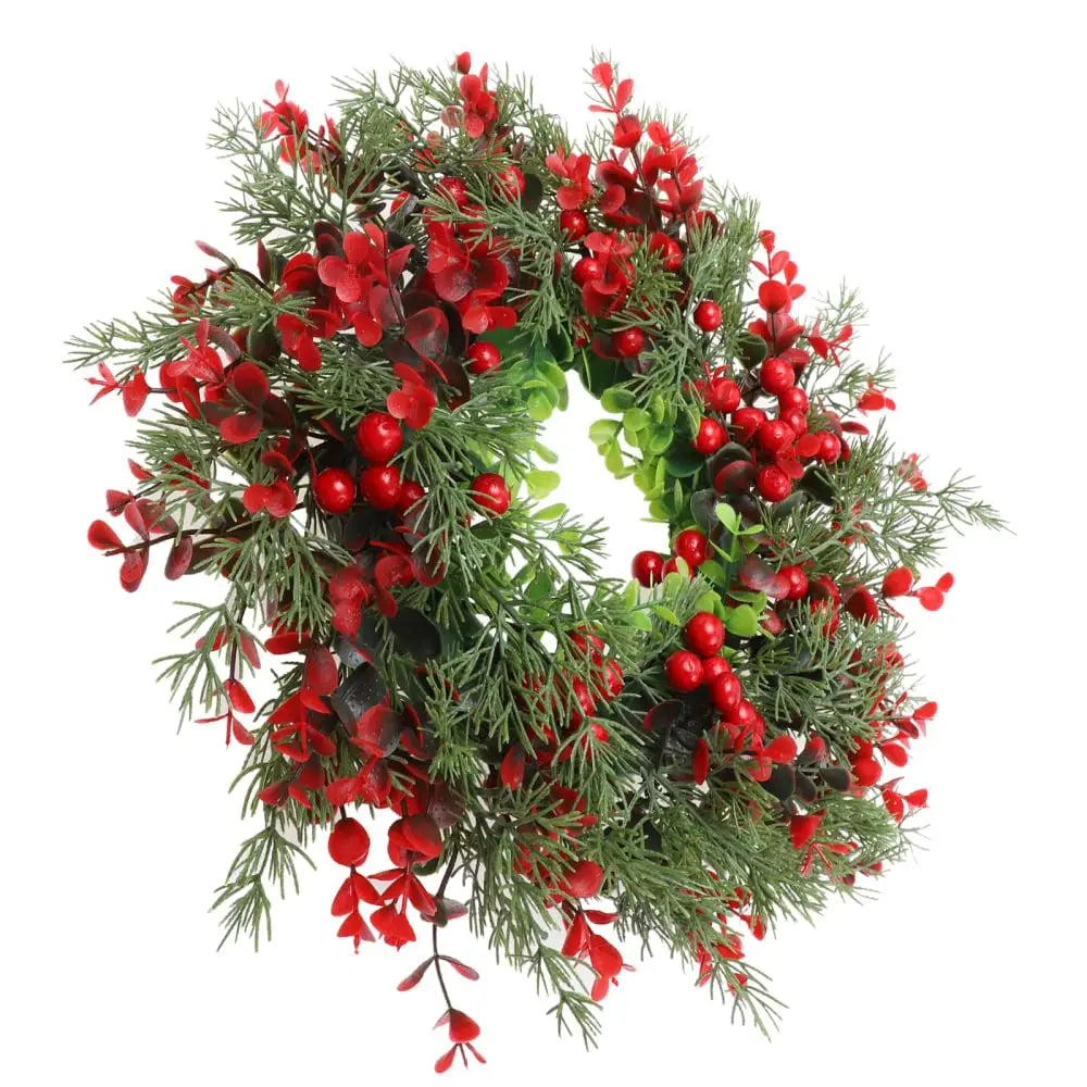 Artificial Red Berry Wreath 35cm Decor Hanging Garland for Outdoor Wall Decoration Wreath