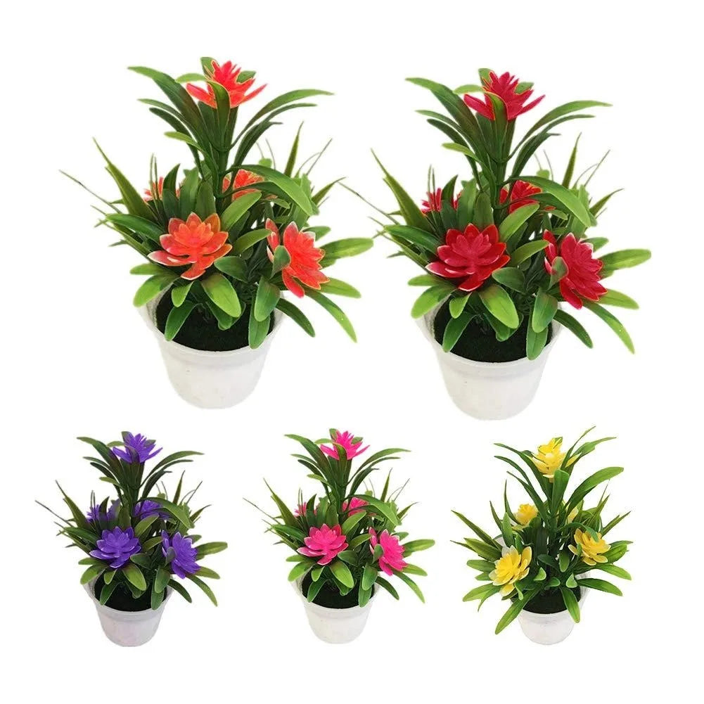 Artificial Flowers in Vase Decor Plastic Lotus Flower Arrangements Decorating Faux Flowers Bouquets in Pot Table Centerpieces Holiday