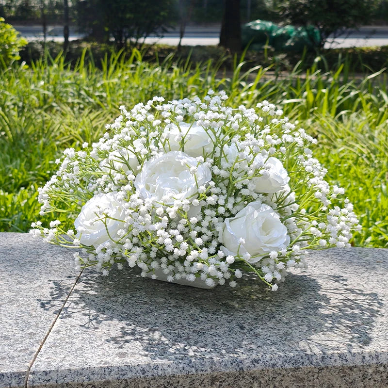 Artificial Flowers Outdoor Wedding Decoration Flower Ball Photo Background Babysbreath Silk Hydrangea Flower Bunch Garden Decor