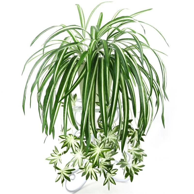 Artificial Plants Wall Hanging Chlorophytum Potted Green Plants PVC Decorative Plants Simulation Flower Living Room Decor 65cm