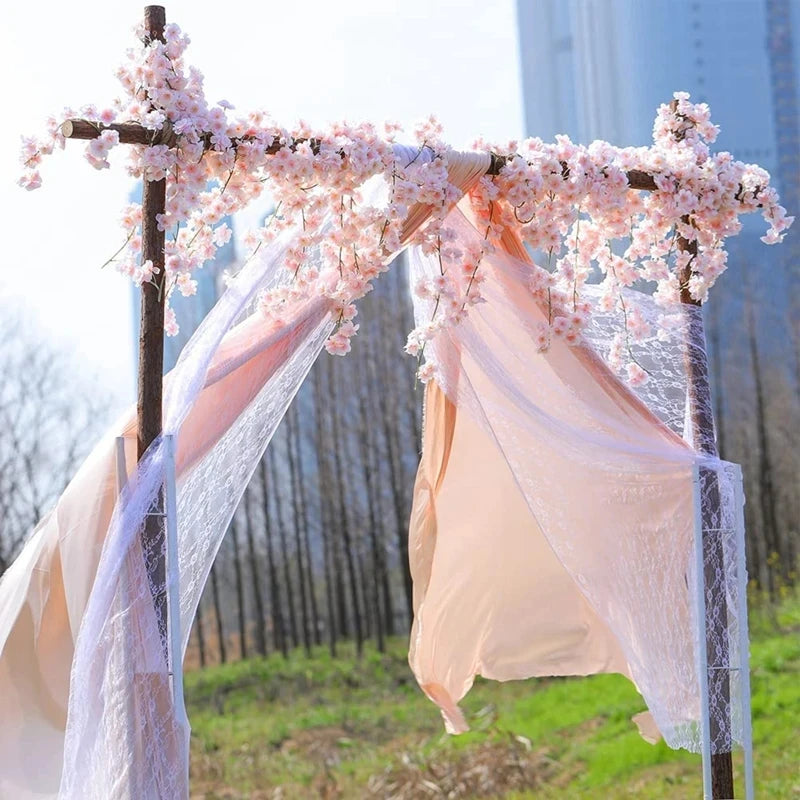 Artificial Flower Silk Cherry Blossom Hanging Vine Home Garden Wedding Garland Arch Party Cherry Blossom Wall Decoration
