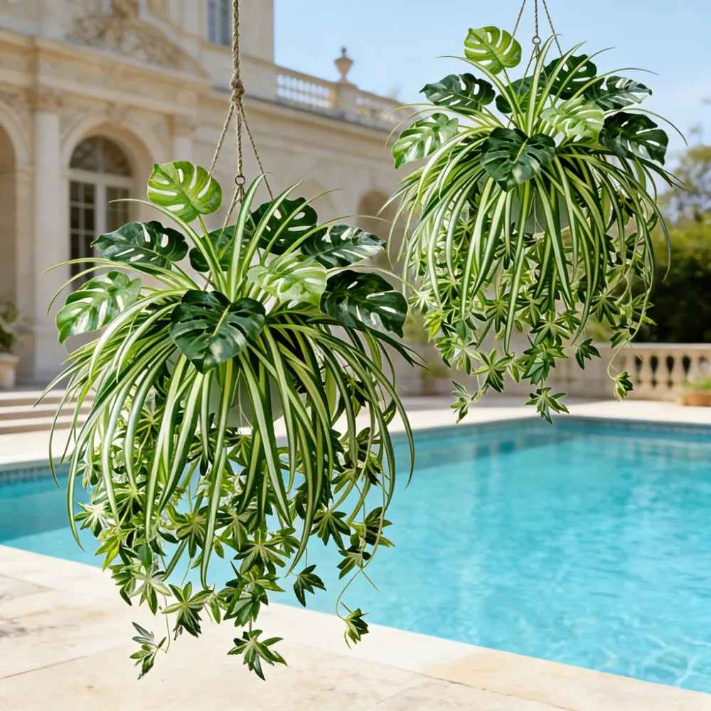 Artificial Plants Wall Hanging Chlorophytum Potted and Turtle Leaf Bamboo Green Plants PVC Simulation Flower Room Decor 2026