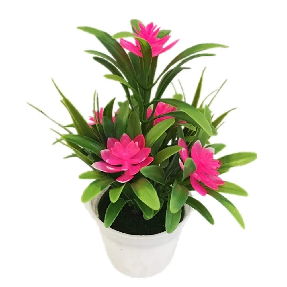 Artificial Flowers in Vase Decor Plastic Lotus Flower Arrangements Decorating Faux Flowers Bouquets in Pot Table Centerpieces Holiday