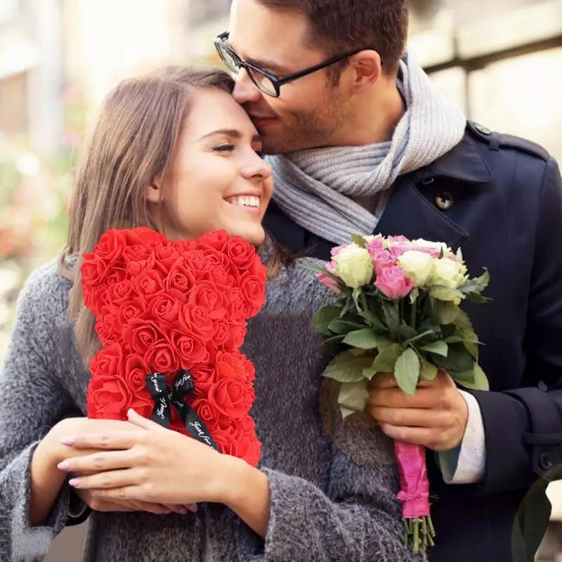 Artificial Rose Bear Flower Bear Artificial Flower Rose Bear For Girlfriend Valentines Day Wedding Birthday Christmas Gifts 2025