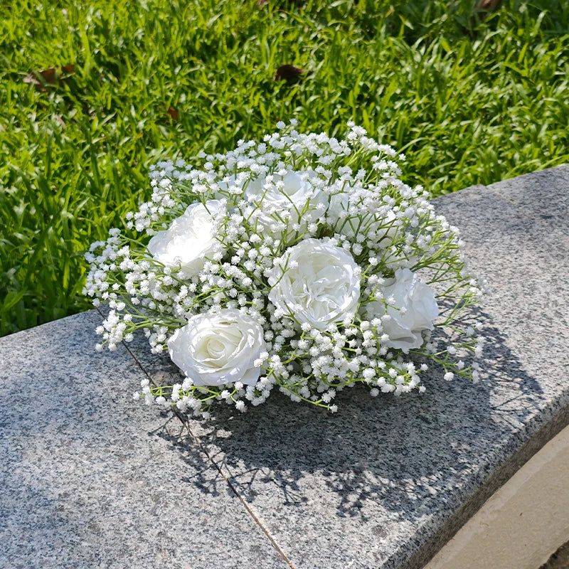 Artificial Flowers Outdoor Wedding Decoration Flower Ball Photo Background Babysbreath Silk Hydrangea Flower Bunch Garden Decor