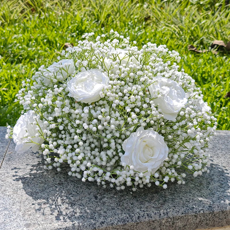 Artificial Flowers Outdoor Wedding Decoration Flower Ball Photo Background Babysbreath Silk Hydrangea Flower Bunch Garden Decor