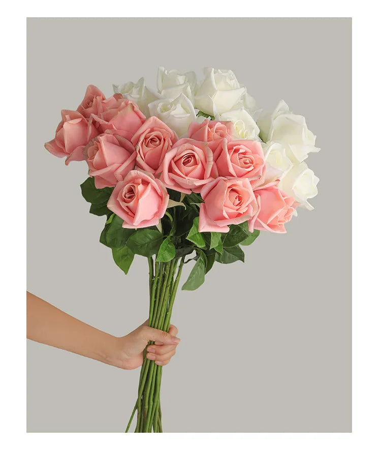 7Pc Artificial Moisturizing Rose Real Touch Flowers Bridal Bouquet Wedding Rose Decor Flower Home Decorations Party Table Floral