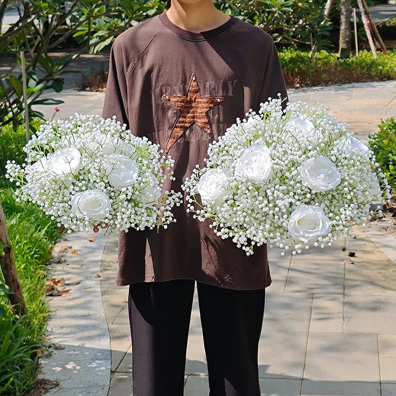 Artificial Flowers Outdoor Wedding Decoration Flower Ball Photo Background Babysbreath Silk Hydrangea Flower Bunch Garden Decor