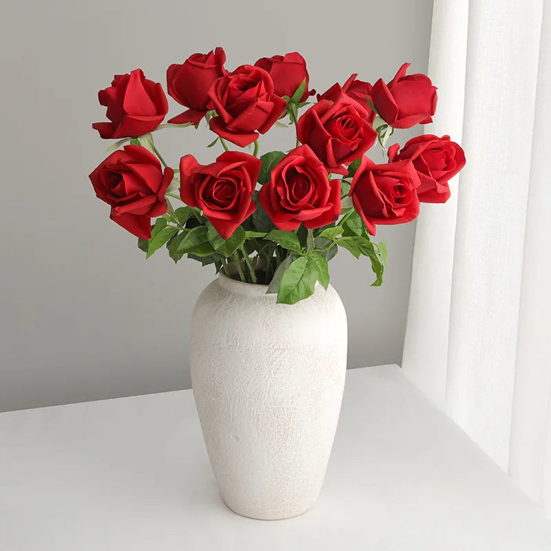 7Pc Artificial Moisturizing Rose Real Touch Flowers Bridal Bouquet Wedding Rose Decor Flower Home Decorations Party Table Floral