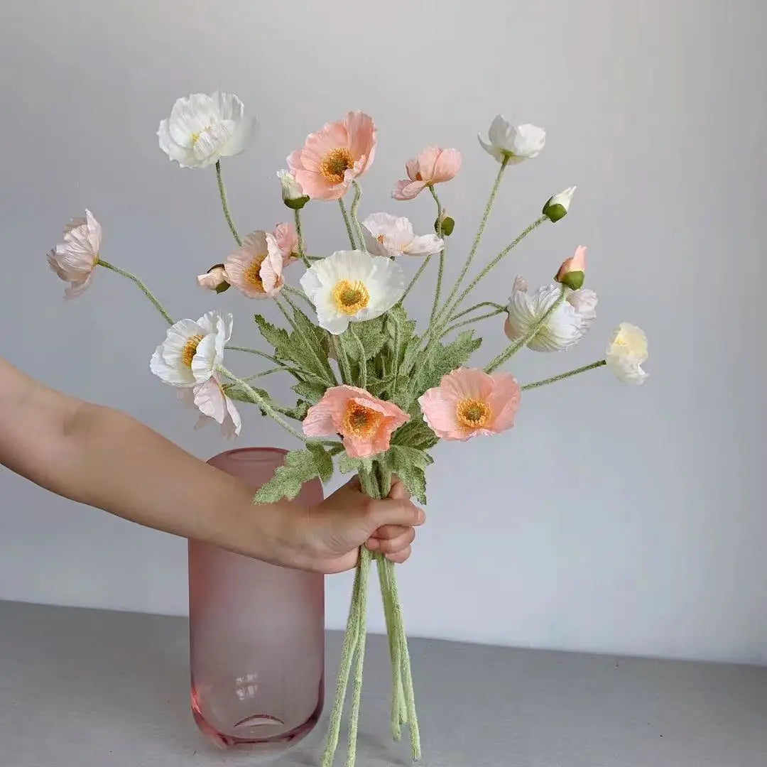 Artificial Flowers Poppy Silk Flowers Long Stem Housewarming Garden Table Wedding DIY Party Wedding Bridal Bouquet Decor