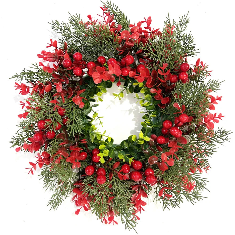 Artificial Red Berry Wreath 35cm Decor Hanging Garland for Outdoor Wall Decoration Wreath